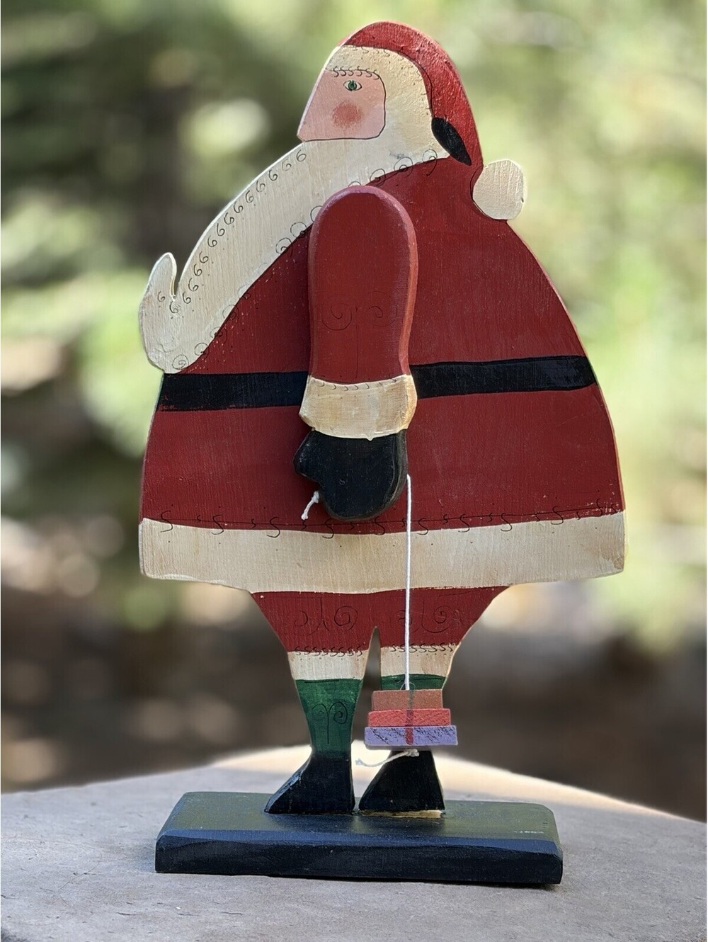 Hand Made/painted Moveable Arms Santa Claus Figure 14” Folk Art With Presents